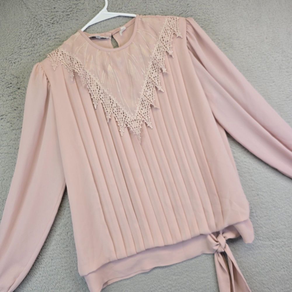 Elegant Pink Blouse with Lace Detail